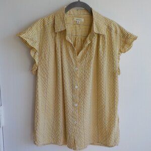 Max Studio Women Blouse - Small Button Up Yellow Sleeveless (658)